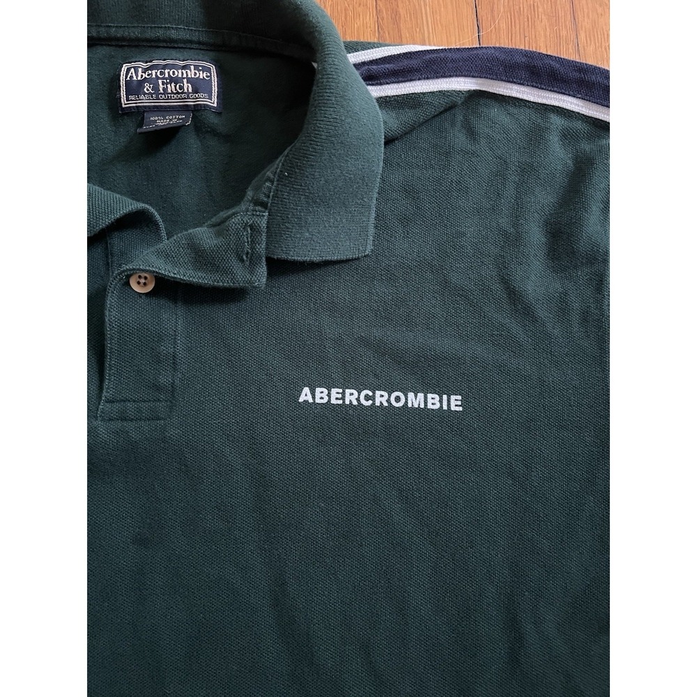 Vintage Abercrombie Fitch Polo Mens XL Green Muscle Cotton Shirt Preppy Y2K - Picture 3 of 7